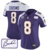 Women’s Vikings Bud Grant Patch Classic Limited Jersey V3 – All Stitched – Purple Alternate – Kirk Cousins