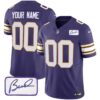 Vikings Bud Grant Patch Classic Limited Custom Jersey – All Stitched – Youth – Purple