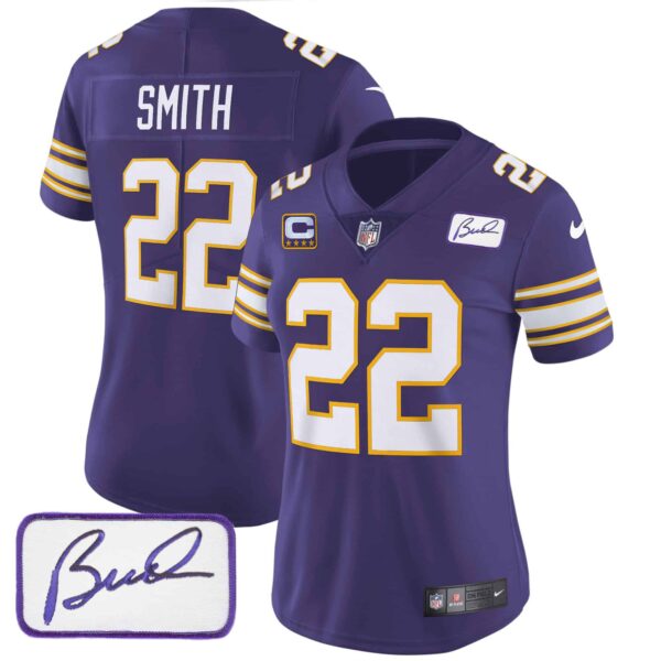 Women’s Vikings Bud Grant Patch Classic Limited Jersey – All Stitched – Purple – Harrison Smith