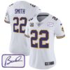Women’s Vikings Bud Grant Patch Classic Limited Jersey V3 – All Stitched – White – Harrison Smith