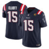 New England Patriots #15 Ezekiel Elliott Navy 2023 FUSE With John Madden Patch Vapor Jersey