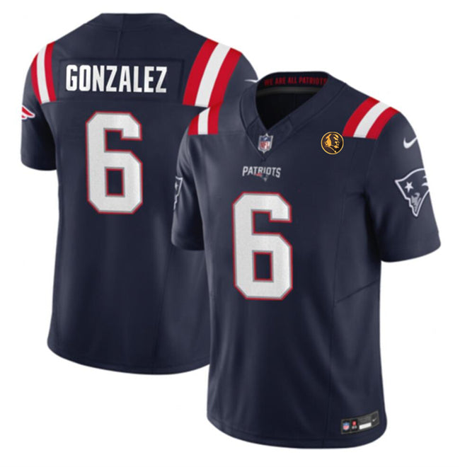 New England Patriots #6 Christian Gonzalez Navy 2023 FUSE With John Madden Jersey