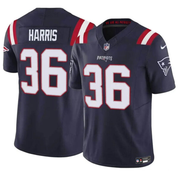 New England Patriots #36 Kevin Harris Navy 2023 FUSE Vapor Limited Stitched Football Jersey