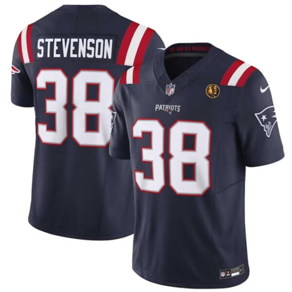 New England Patriots #38 Rhamondre Stevenson Navy 2023 FUSE With John Madden Jersey