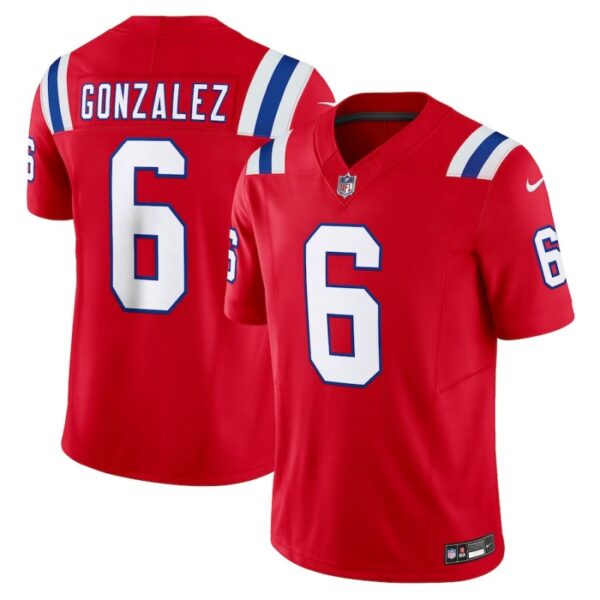 New England Patriots #6 Christian Gonzalez Red 2023 Fuse Vapor Limited Stitched Jersey