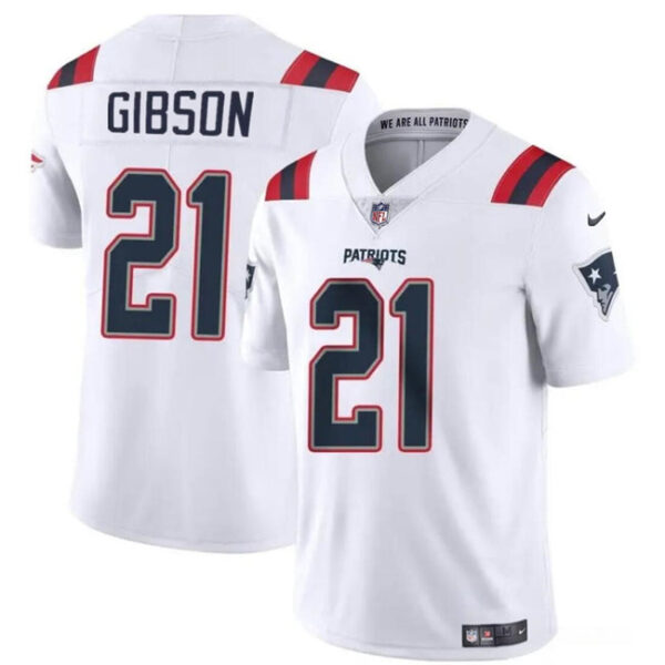 New England Patriots #21 Antonio Gibson White Vapor Limited Stitched Football Jersey