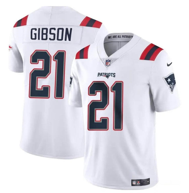New England Patriots #21 Antonio Gibson White Vapor Limited Stitched Football Jersey