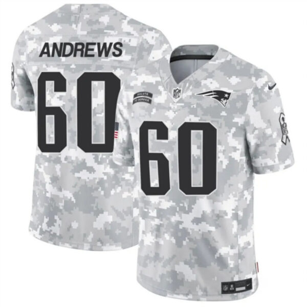 New England Patriots #60 David Andrews 2024 FUSE Arctic Camo Salute To Service Limited Football Stitched Jersey