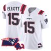 Men’s Patriots Massachusetts Patch Vapor Jersey – All Stitched – White – Ezekiel Elliott