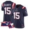 Men’s Patriots Massachusetts Patch Vapor Jersey – All Stitched – Navy – Ezekiel Elliott