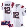 Men’s Patriots Massachusetts Patch Vapor Jersey – All Stitched – White – Tom Brady