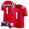 Men’s Patriots Massachusetts Patch Vapor Jersey – All Stitched – Red – Bill Belichick
