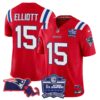 Women’s Patriots Bill Belichick 6x Champions Patch Vapor Jersey – All Stitched – Red – Ezekiel Elliott