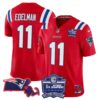 Women’s Patriots Bill Belichick 6x Champions Patch Vapor Jersey – All Stitched – Red – Julian Edelman