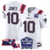 Women’s Patriots Bill Belichick 6x Champions Patch Vapor Jersey – All Stitched – White – Mac Jones