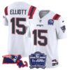 Women’s Patriots Bill Belichick 6x Champions Patch Vapor Jersey – All Stitched – White – Ezekiel Elliott