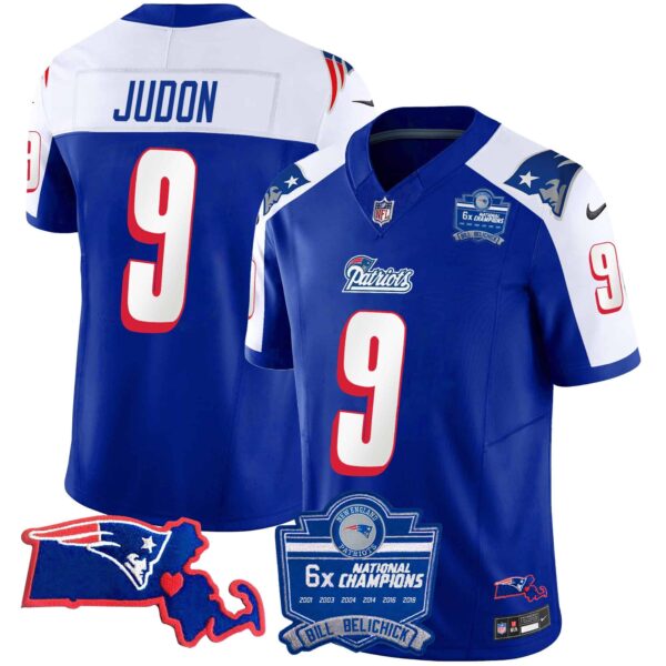 Women’s Patriots Bill Belichick 6x Champions Patch Vapor Jersey – All Stitched – 1996 Alternate – Matthew Judon