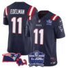 Women’s Patriots Bill Belichick 6x Champions Patch Vapor Jersey – All Stitched – Navy – Julian Edelman