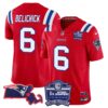 Women’s Patriots Bill Belichick 6x Champions Patch Vapor Jersey – All Stitched – Red – Bill Belichick