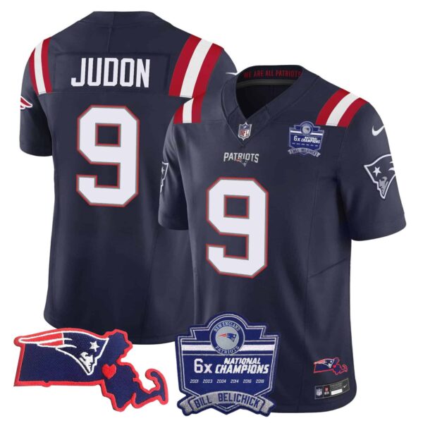 Women’s Patriots Bill Belichick 6x Champions Patch Vapor Jersey – All Stitched – Navy – Matthew Judon