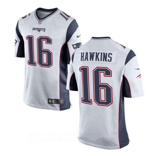 Men’s New England Patriots #16 Andrew Hawkins White Road Stitched NFL Nike Elite Jersey