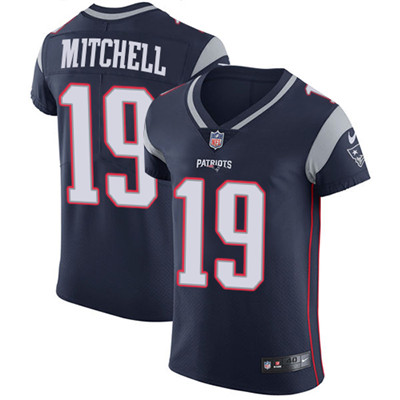 Men’s Nike New England Patriots #19 Malcolm Mitchell Navy Blue Team Color Stitched NFL Vapor Untouchable Elite Jersey