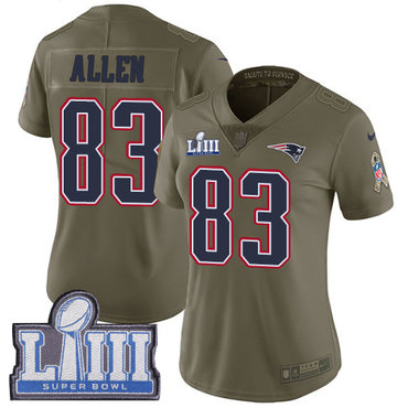 #83 Limited Dwayne Allen Olive Nike NFL Women’s Jersey New England Patriots 2017 Salute to Service Super Bowl LIII Bound