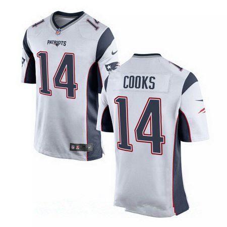 Men’s New England Patriots #14 Brandin Cooks White Road Stitched NFL Nike Elite Jersey