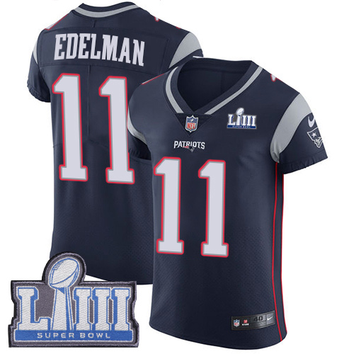 Men’s New England Patriots #11 Julian Edelman Navy Blue Nike NFL Home Vapor Untouchable Super Bowl LIII Bound Elite Jersey