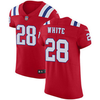 Men’s Nike New England Patriots #28 James White Red Alternate Stitched NFL Vapor Untouchable Elite Jersey