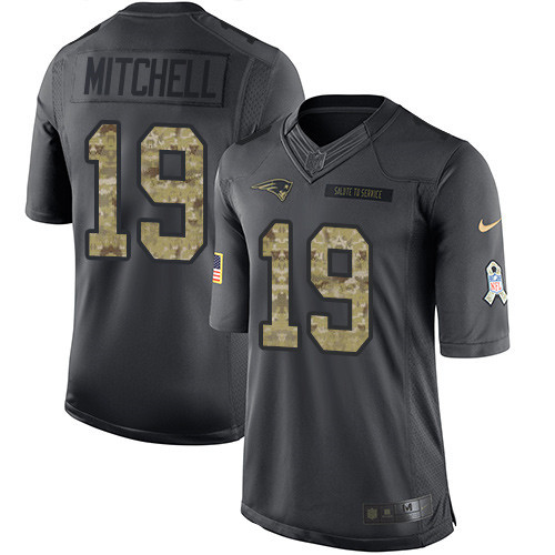 Men’s New England Patriots #19 Malcolm Mitchell Black Anthracite 2016 Salute To Service Stitched NFL Nike Limited Jersey