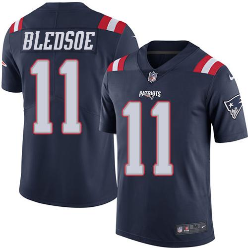 Nike Patriots #11 Drew Bledsoe Navy Blue Men’s Stitched NFL Limited Rush Jersey