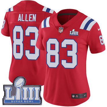 #83 Limited Dwayne Allen Red Nike NFL Alternate Women’s Jersey New England Patriots Vapor Untouchable Super Bowl LIII Bound