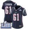 #61 Limited Marcus Cannon Navy Blue Nike NFL Home Women’s Jersey New England Patriots Vapor Untouchable Super Bowl LIII Bound