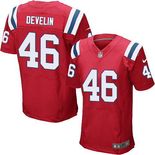 Men’s Nike New England Patriots #46 James Develin Red Alternate Stitched NFL Elite Jersey