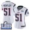 #51 Limited Ja’Whaun Bentley White Nike NFL Road Women’s Jersey New England Patriots Vapor Untouchable Super Bowl LIII Bound