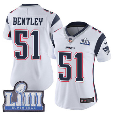 #51 Limited Ja’Whaun Bentley White Nike NFL Road Women’s Jersey New England Patriots Vapor Untouchable Super Bowl LIII Bound