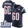 #60 Elite David Andrews Navy Blue Nike NFL Home Men’s Jersey New England Patriots Vapor Untouchable Super Bowl LIII Bound