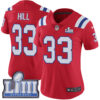 #33 Limited Jeremy Hill Red Nike NFL Alternate Women’s Jersey New England Patriots Vapor Untouchable Super Bowl LIII Bound