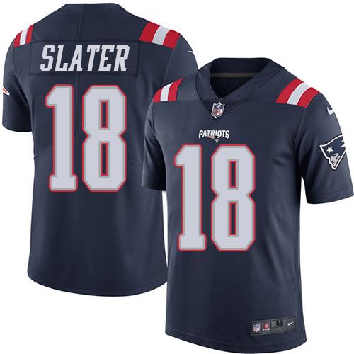 Nike Patriots #18 Matt Slater Navy Blue Men’s Stitched NFL Limited Rush Jersey