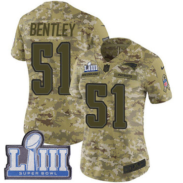 #51 Limited Ja’Whaun Bentley Camo Nike NFL Women’s Jersey New England Patriots 2018 Salute to Service Super Bowl LIII Bound