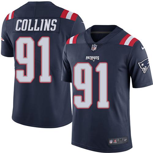 Nike Patriots #91 Jamie Collins Navy Blue Men’s Stitched NFL Limited Rush Jersey
