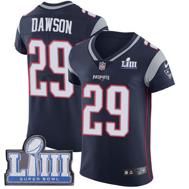 #29 Elite Duke Dawson Navy Blue Nike NFL Home Men’s Jersey New England Patriots Vapor Untouchable Super Bowl LIII Bound