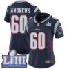 #60 Limited David Andrews Navy Blue Nike NFL Home Women’s Jersey New England Patriots Vapor Untouchable Super Bowl LIII Bound
