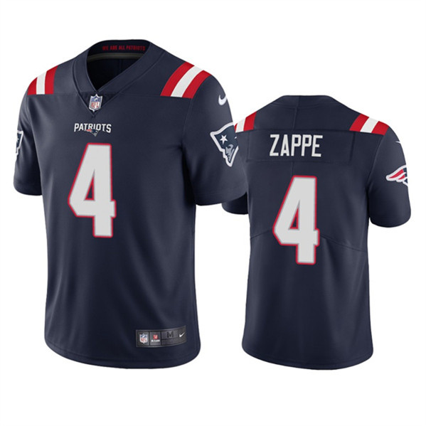 Men’s New England Patriots #4 Bailey Zappe Navy Vapor Untouchable Limited Stitched Jersey
