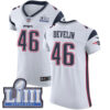 #46 Elite James Develin White Nike NFL Road Men’s Jersey New England Patriots Vapor Untouchable Super Bowl LIII Bound
