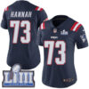 #73 Limited John Hannah Navy Blue Nike NFL Women’s Jersey New England Patriots Rush Vapor Untouchable Super Bowl LIII Bound