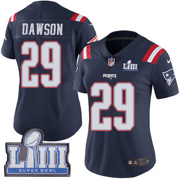 #29 Limited Duke Dawson Navy Blue Nike NFL Women’s Jersey New England Patriots Rush Vapor Untouchable Super Bowl LIII Bound
