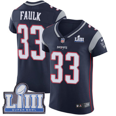 #33 Elite Kevin Faulk Navy Blue Nike NFL Home Men’s Jersey New England Patriots Vapor Untouchable Super Bowl LIII Bound
