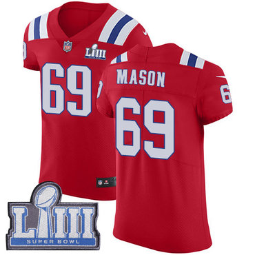 #69 Elite Shaq Mason Red Nike NFL Alternate Men’s Jersey New England Patriots Vapor Untouchable Super Bowl LIII Bound